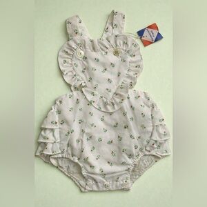 Vintage 90s Floral Ruffled Kids Romper
